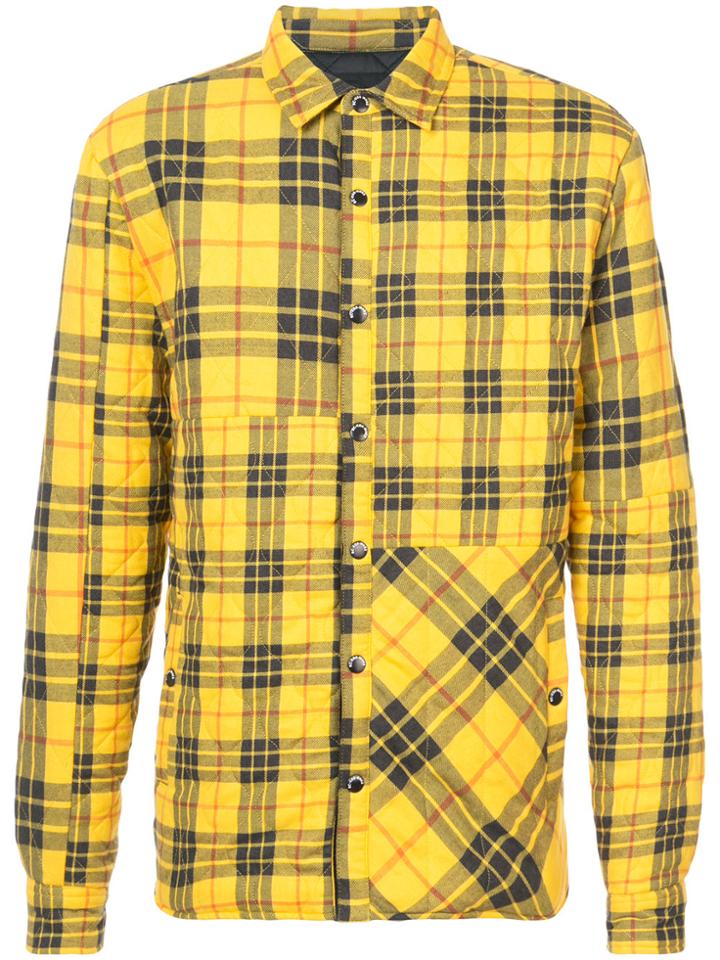 Mostly Heard Rarely Seen Quilted Plaid Shirt Jacket - Yellow & Orange