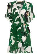 Adriana Degreas Geometric Foliage Silk Mini Dress - Green