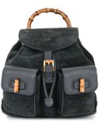 Gucci Vintage Bamboo Detailing Backpack - Blue