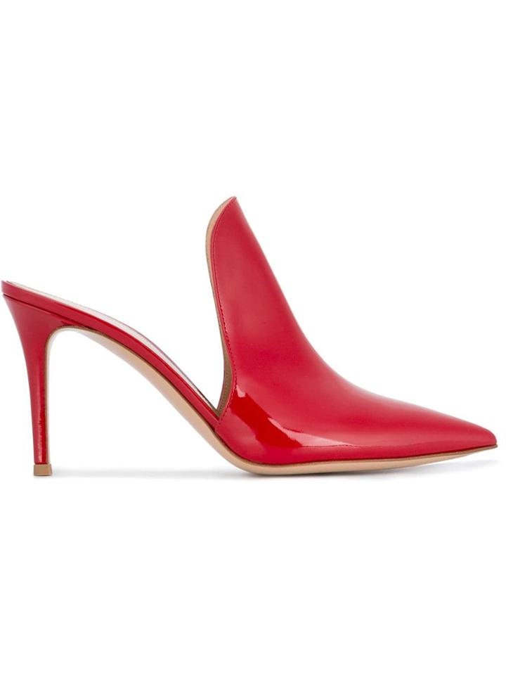 Gianvito Rossi Red Patent Venice 90 Pointed Mules