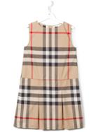 Burberry Kids Check Box Pleat Dress, Girl's, Size: 14 Yrs, Nude/neutrals