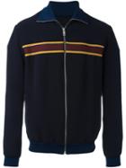 Alexander Mcqueen Striped Bomber Jacket, Men's, Size: 48, Blue, Viscose/polyester/polyamide