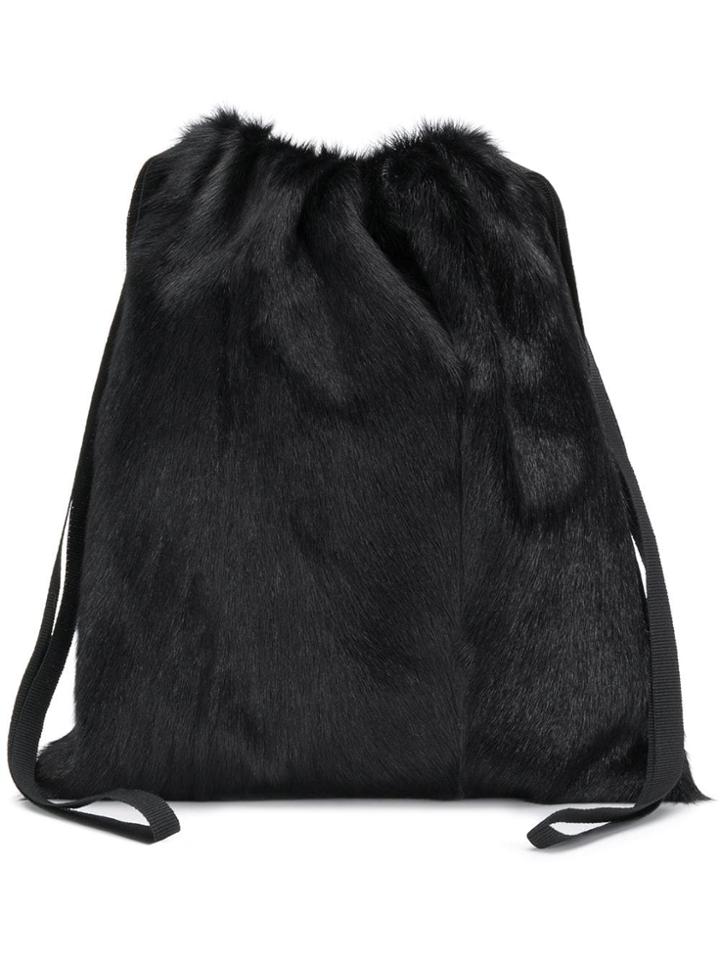 Simonetta Ravizza Furrissima Drawstring Bag - Black