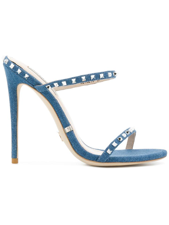 Gianni Renzi Pyramid Stud Mule Sandals - Blue