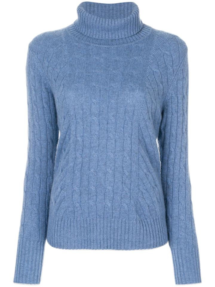 N.peal Cable Roll Neck Jumper - Blue