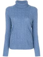 N.peal Cable Roll Neck Jumper - Blue