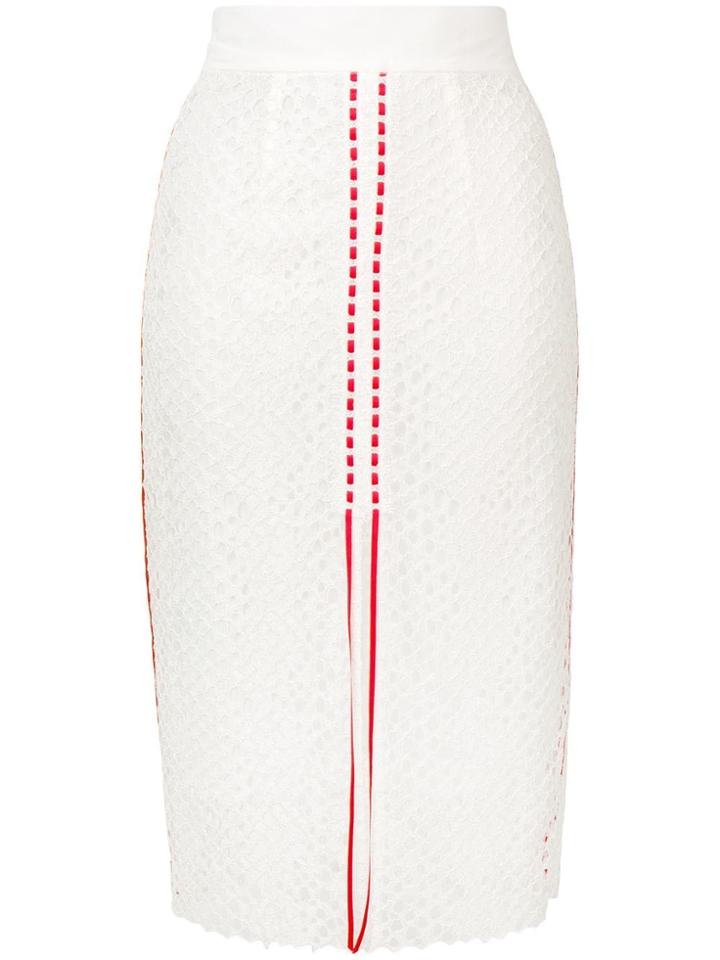 Pinko Stripe Details Lace Skirt - White