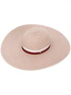 Maison Michel - Wide Brim Hat - Women - Cotton/straw - M, Pink/purple, Cotton/straw