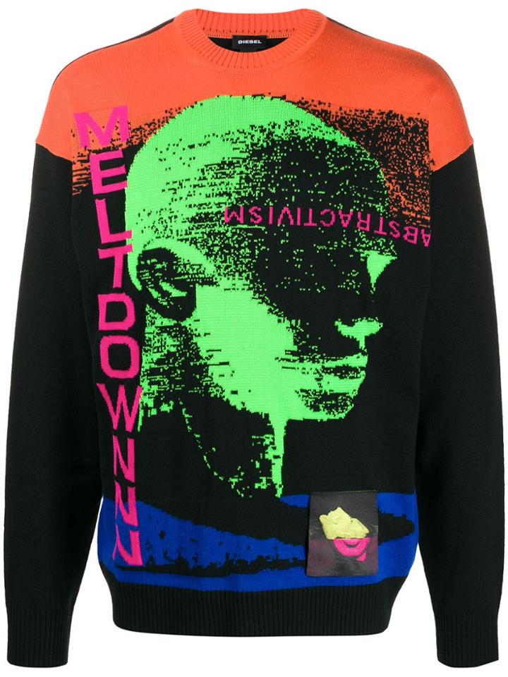 Diesel Jacquard Graphic Print Jumper - Black