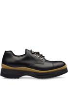Prada Leather Laced Derby Shoes - Black