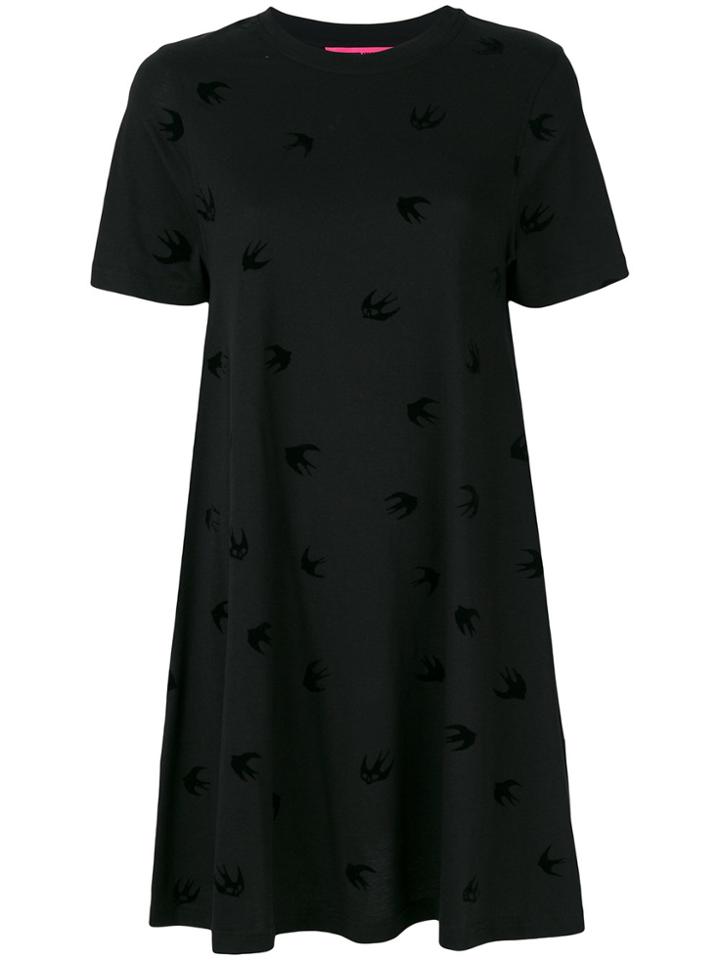 Mcq Alexander Mcqueen Swallow Print Dress - Black