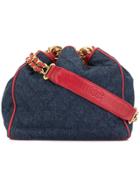 Chanel Vintage Cc Logos Chain Drawstring Shoulder Bag - Blue