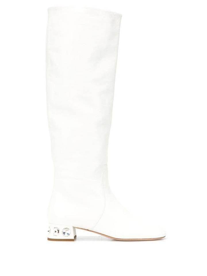 Miu Miu Crystal Detailing Boots - White