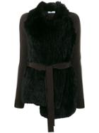 Blumarine Shearling Wrapped Cardi-coat - Black