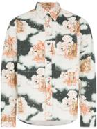 Vyner Articles Cloud Print Cotton Shirt - Green