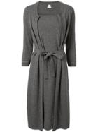 Hermès Vintage Gathered Belted Dress - Grey