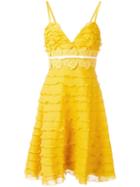 Giambattista Valli Ruffled Detailing Flared Dress, Women's, Size: 42, Yellow/orange, Silk/cotton/polyester