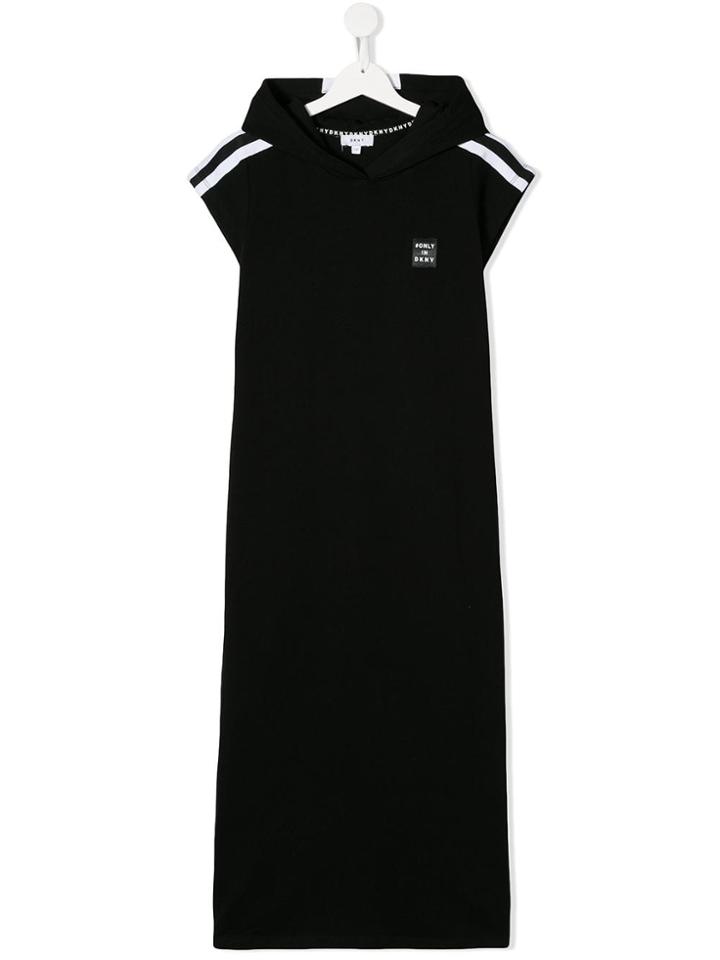 Dkny Kids Teen Hooded Side Stripe Dress - Black