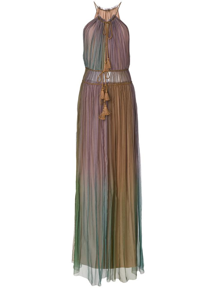 Alberta Ferretti - Plisse Dress - Women - Silk/acetate/other Fibers - 40, Green, Silk/acetate/other Fibers