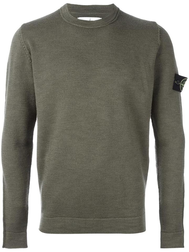 Stone Island Logo Patch Jumper, Men's, Size: Xxl, Green, Wool