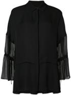 Sally Lapointe Gathered Sheer Sleeves Shirt - Black