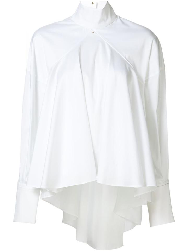 Esteban Cortazar Pleated Funnel Neck Blouse