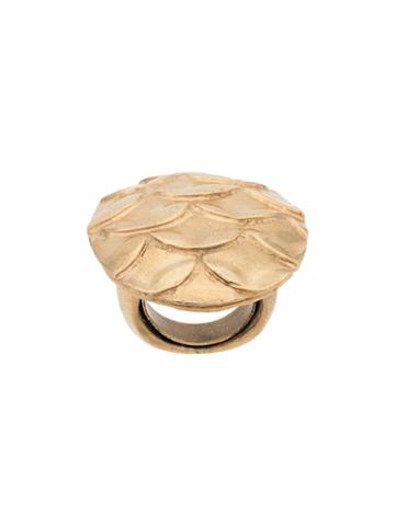 Krizia Pre-owned 1980s Embossed Scales Ring - Gold