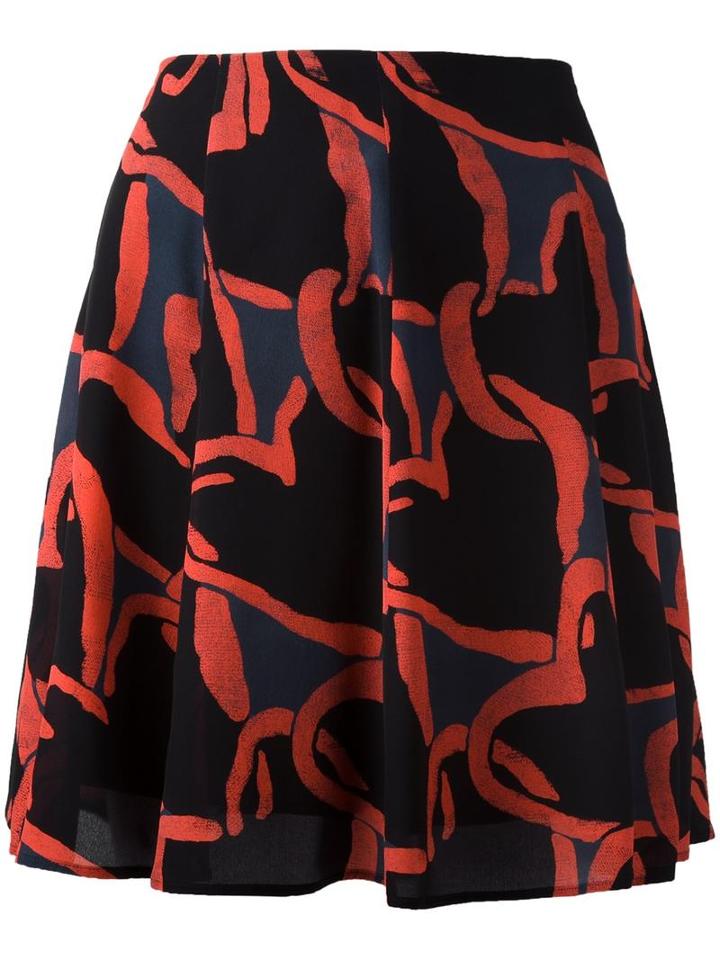 Ps By Paul Smith Heart Chain Print Skirt, Women's, Size: 46, Black, Silk/cupro
