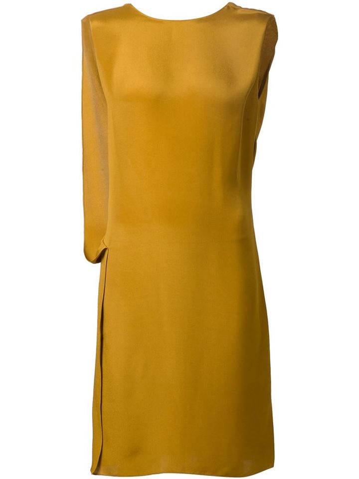 Lanvin Draped Back Shift Dress, Women's, Size: 44, Yellow/orange, Silk