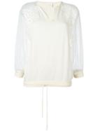 Chloé Lace Sleeve Sweatshirt, Women's, Size: Medium, Nude/neutrals, Silk/cotton