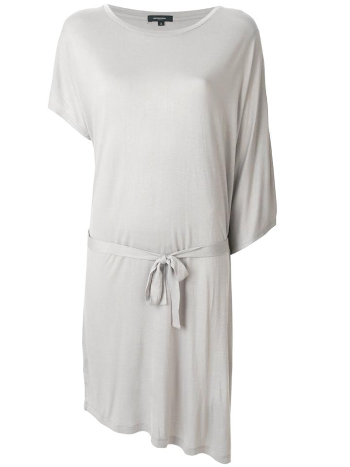 Unconditional Asymmetric Belted Dress - Grey
