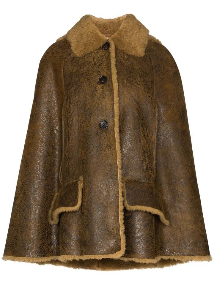 Miu Miu Shearling-lined Cape - Brown
