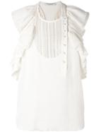 Philosophy Di Lorenzo Serafini - Ruffle-trimmed Top - Women - Cotton - 38, Nude/neutrals, Cotton