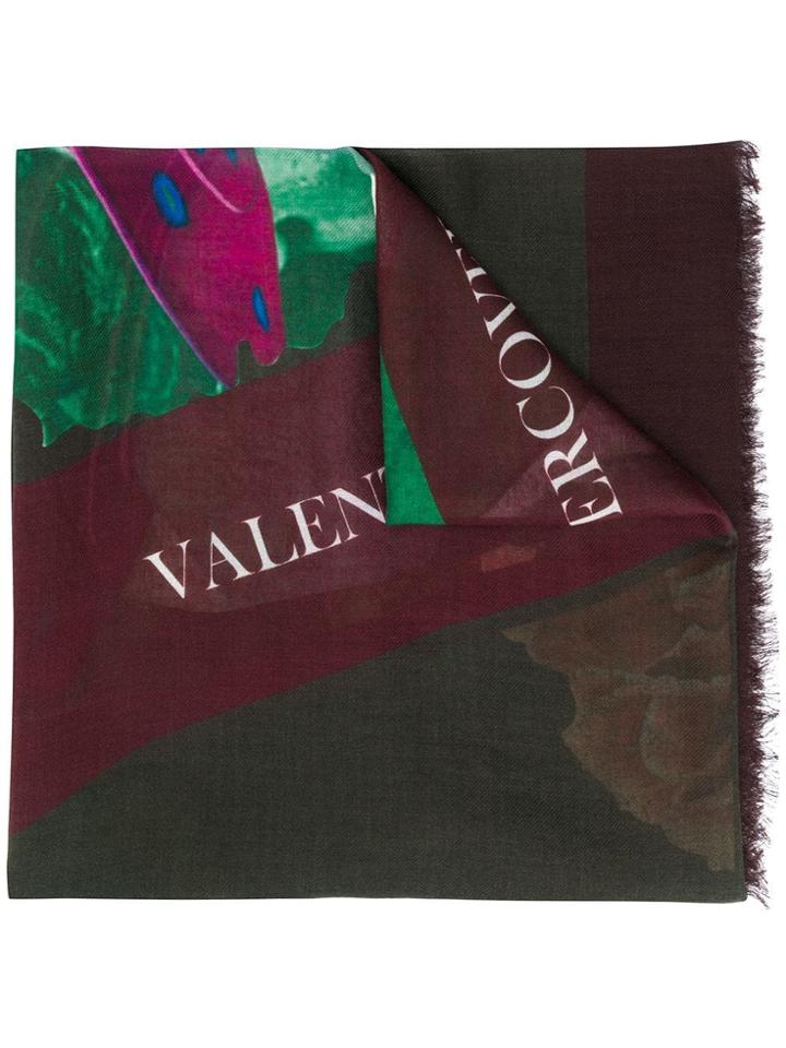 Valentino Abstract Print Scarf - Green