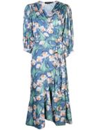 Patbo Floral Midi Wrap Dress - Blue