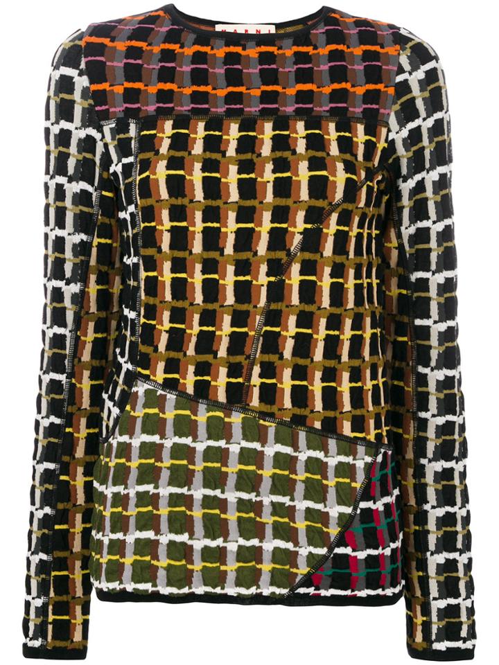 Marni Asymmetrical Checked Top - Black