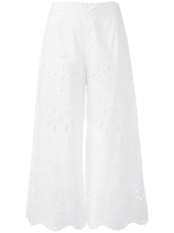 Red Valentino Broderie Anglaise Cropped Trousers - White