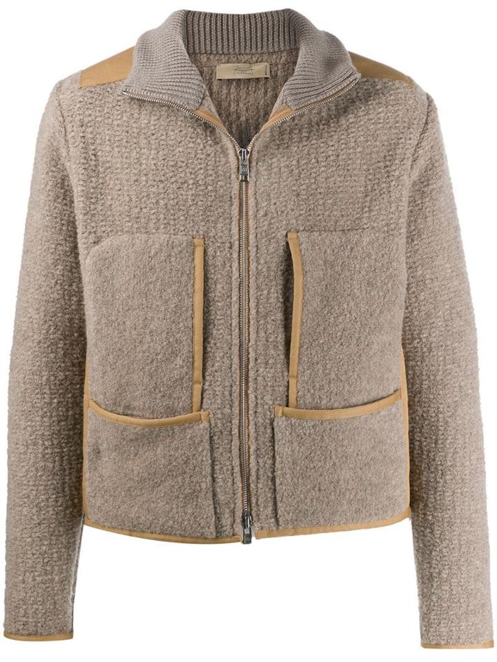 Maison Flaneur Knitted Zipped Jacket - Neutrals