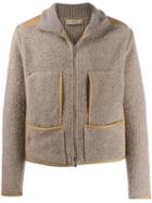 Maison Flaneur Knitted Zipped Jacket - Neutrals