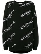Balenciaga Logo Print Crew Neck Jumper - Black