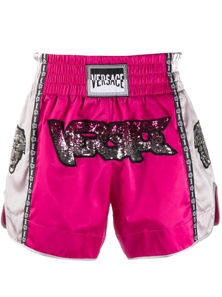 Versace Sequined Logo Short - Pink