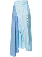 3.1 Phillip Lim Contrast Stripe Flared Skirt - Blue