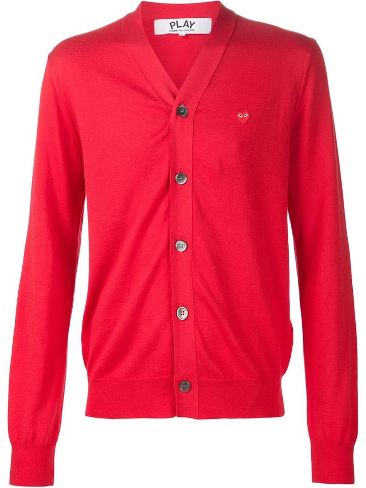 Comme Des Garçons Play Mini Heart Cardigan, Men's, Size: Xl, Red, Cotton