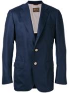 Loro Piana Buttoned Blazer, Men's, Size: 48, Blue, Silk/cashmere/cupro/goat Suede