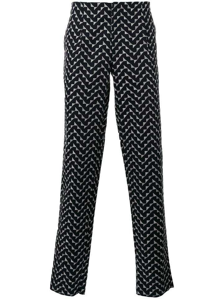 Emporio Armani Zigzag Print Trousers, Men's, Size: 46, Blue, Cotton