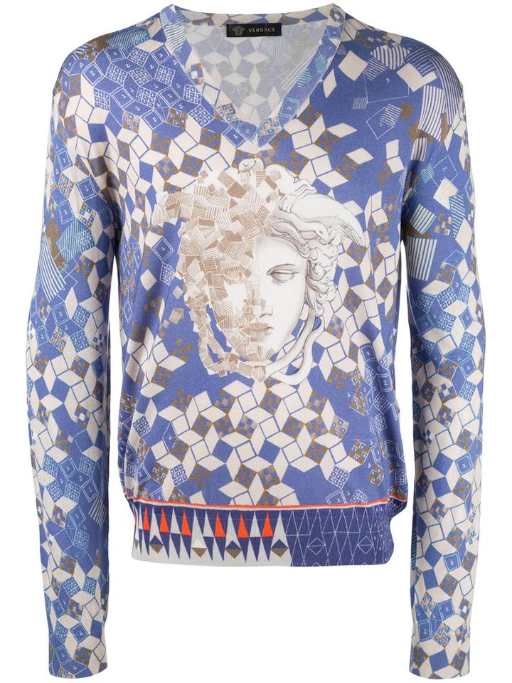 Versace Logo Sweatshirt, Men's, Size: 50, Purple, Silk