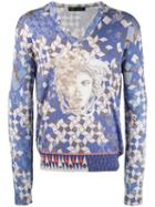 Versace Logo Sweatshirt, Men's, Size: 50, Purple, Silk