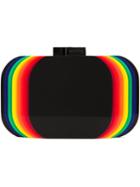 Sarah's Bag Rainbow Layered Clutch Bag, Women's, Black