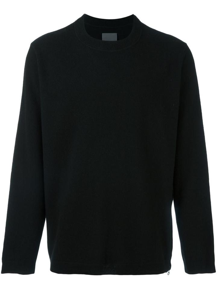 Laneus Zip Detail Sweatshirt, Men's, Size: 48, Black, Virgin Wool