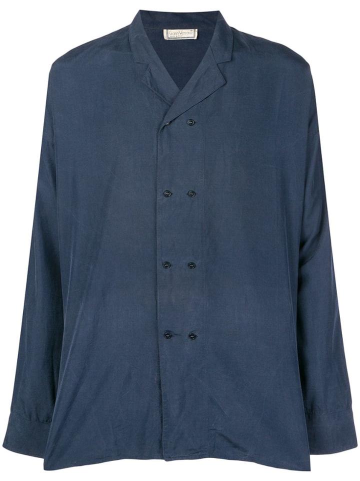 Versace Vintage Double Breasted Shirt - Blue